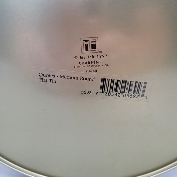 Mary Engelbreit Holiday Tin Container Joy Poinsettia Design Checkered Sides - Picture 7 of 9